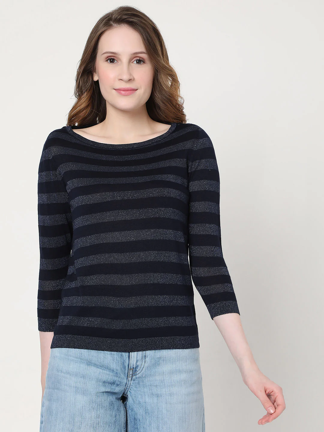 Blue Striped Knit Top - Image 2