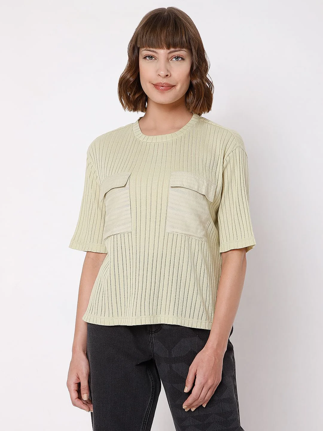 Green Ribbed T-Shirt - Image 2