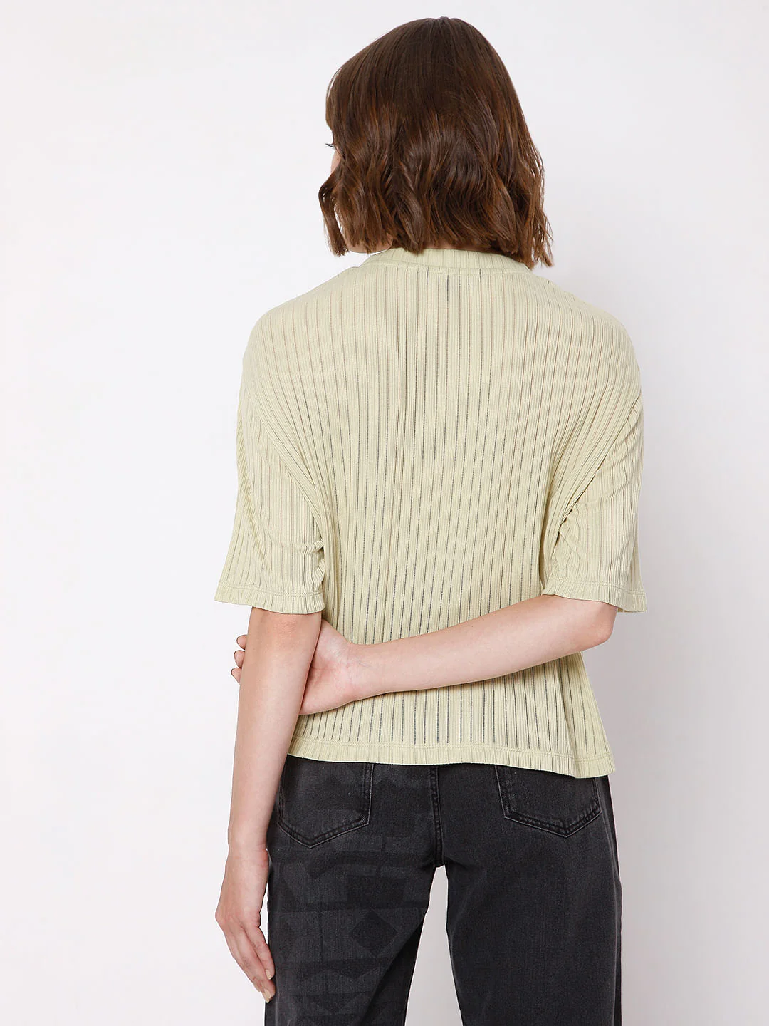 Green Ribbed T-Shirt - Image 4