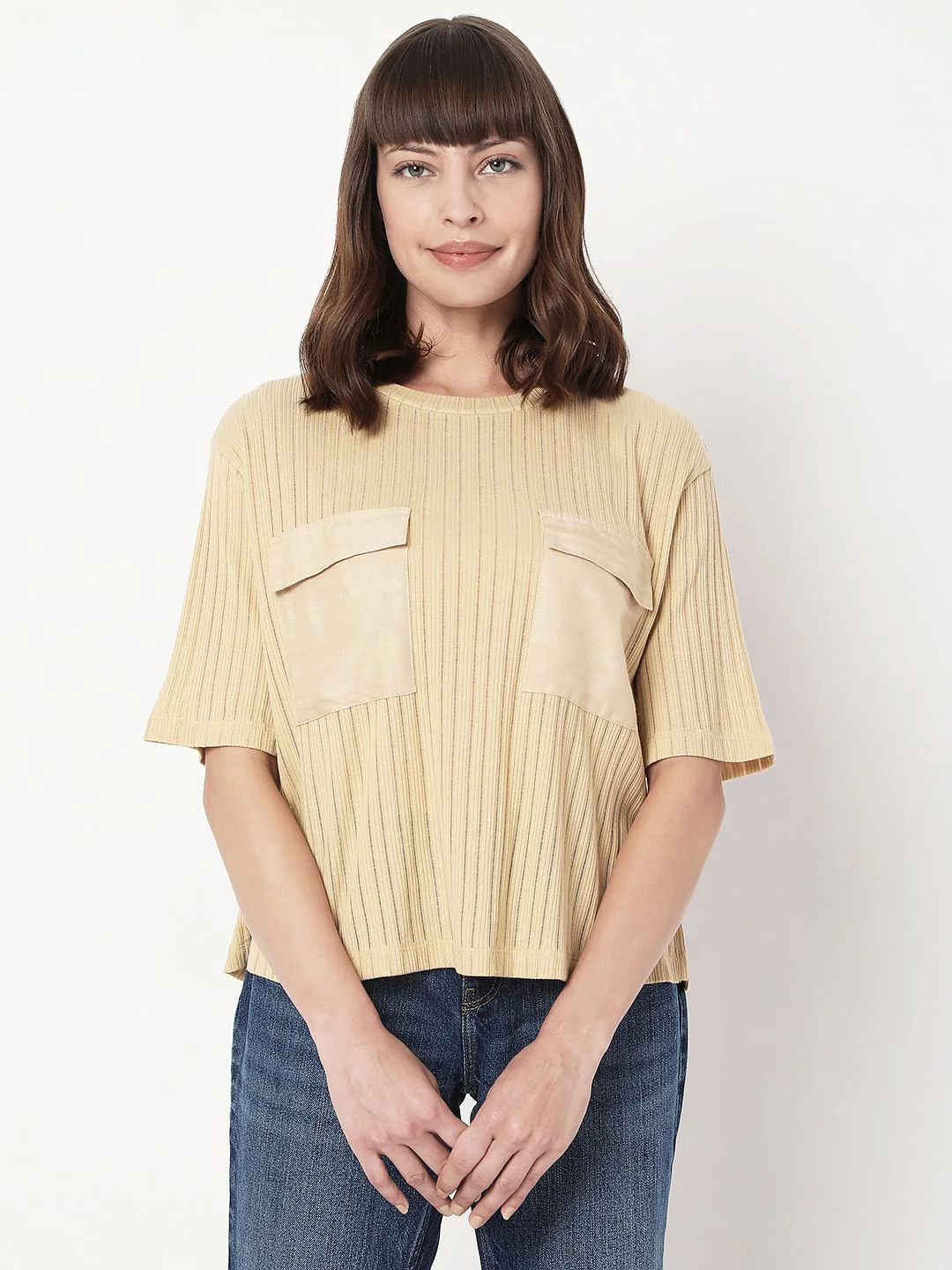 Taupe Striped T-Shirt - Image 2