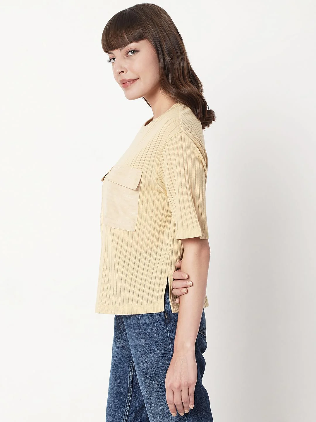 Taupe Striped T-Shirt - Image 3