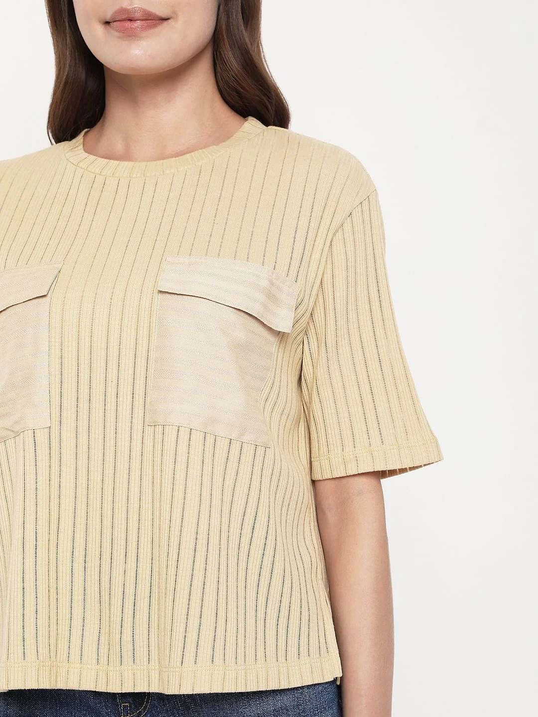 Taupe Striped T-Shirt - Image 5