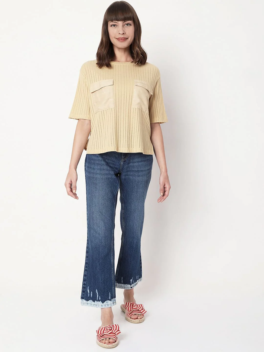 Taupe Striped T-Shirt - Image 6