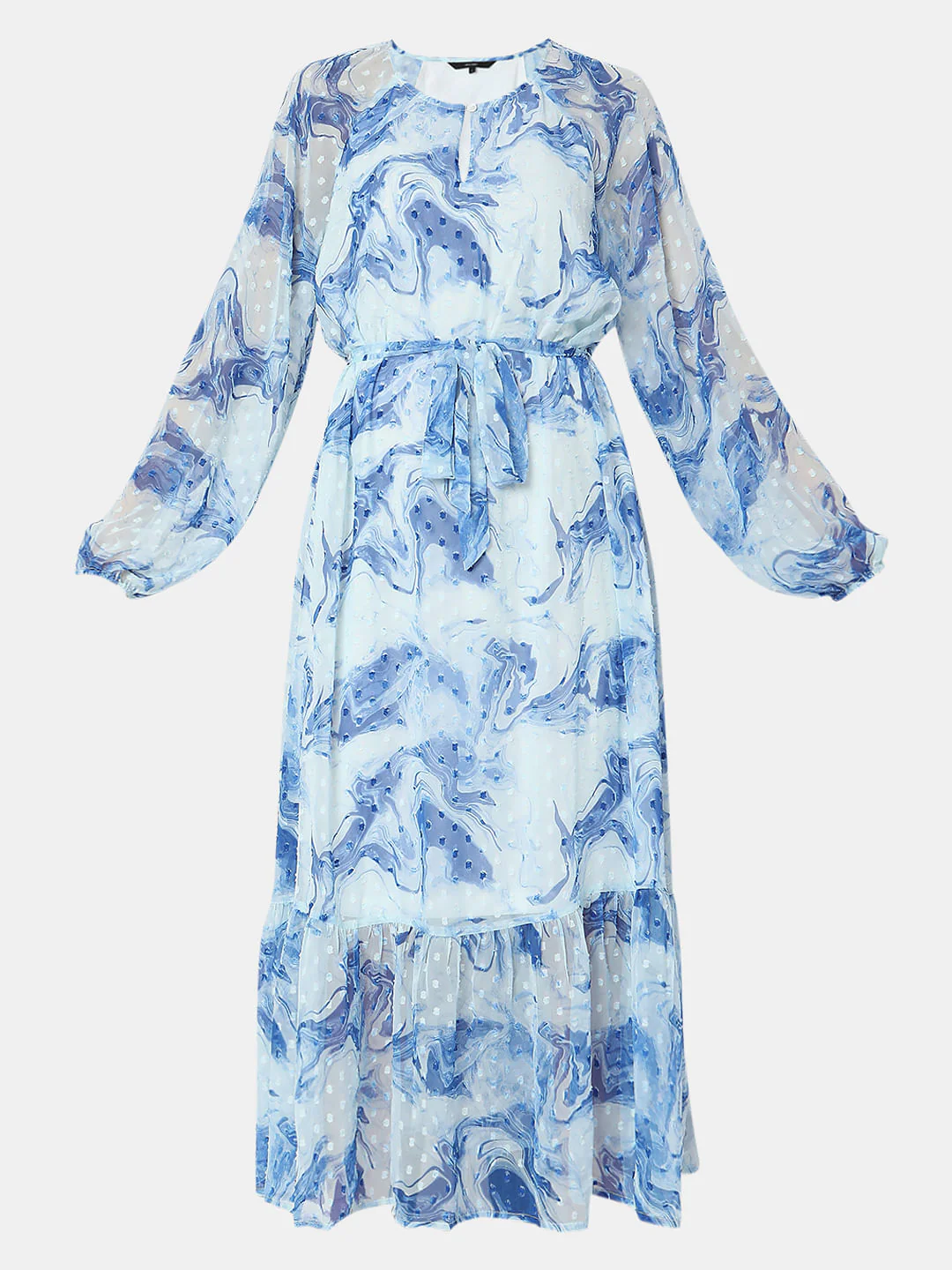 Light Blue Abstract Print Dress - Image 6