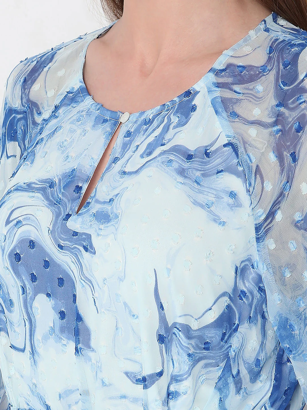 Light Blue Abstract Print Dress - Image 7