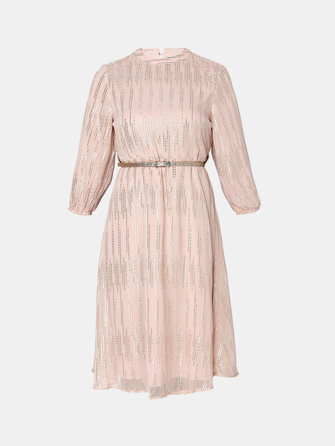Beige Sequin Detail Midi Dress - Image 7