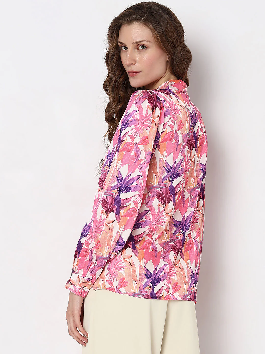 Pink Floral Satin Shirt - Image 4