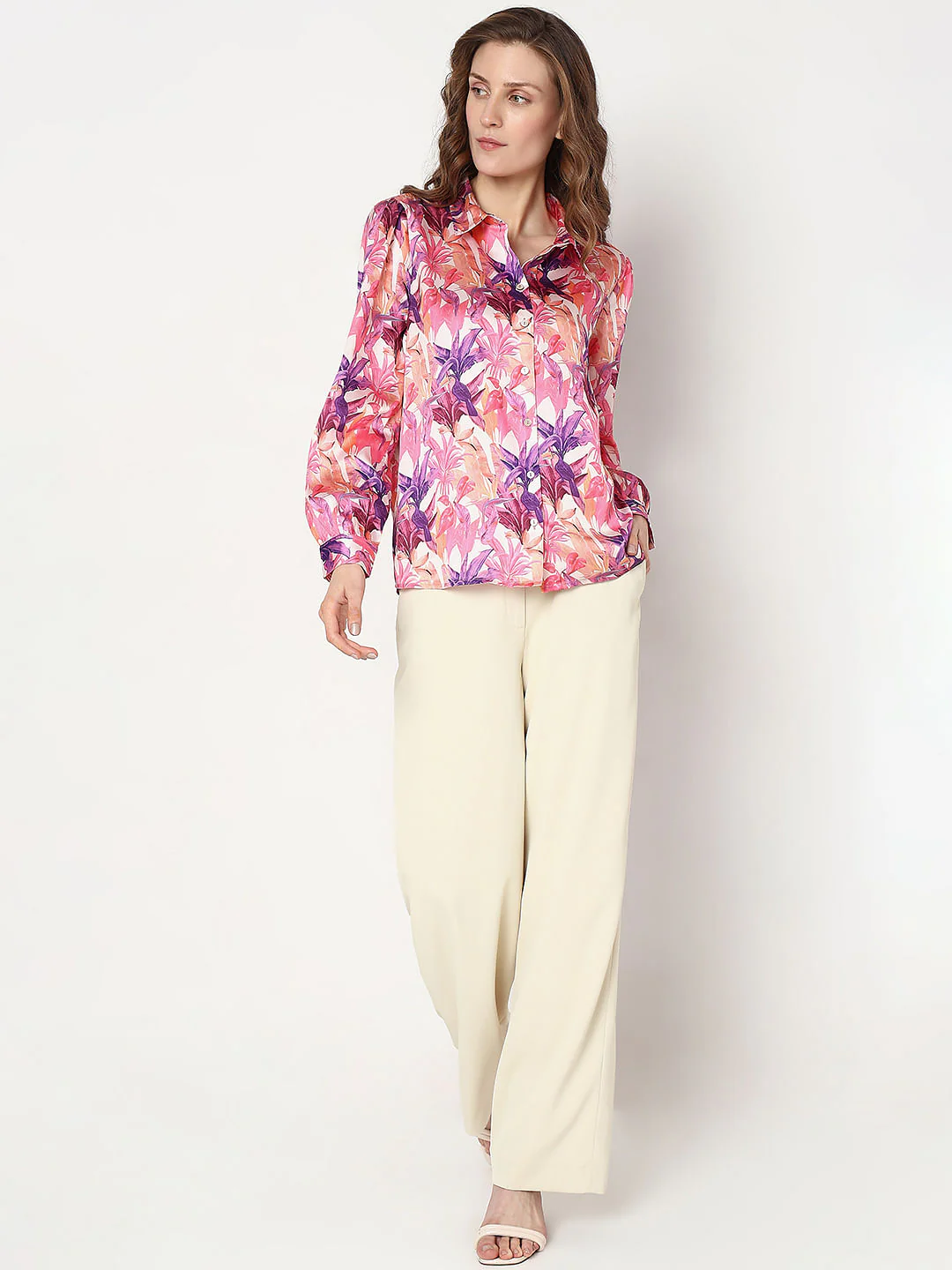 Pink Floral Satin Shirt - Image 5