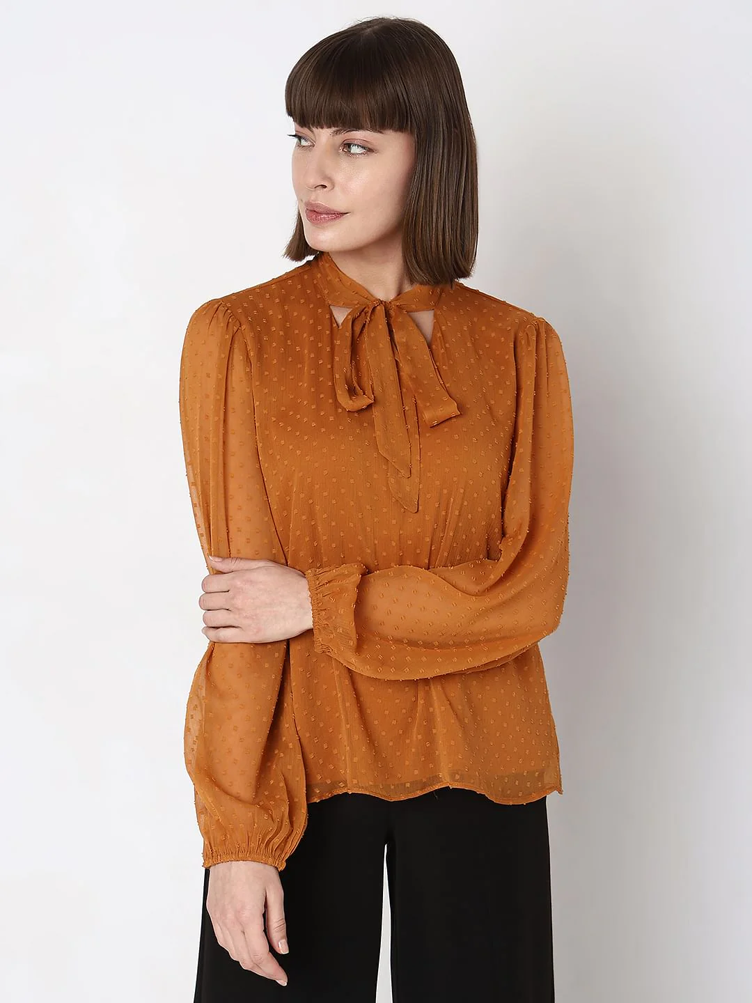 Dark Yellow Dobby Top - Image 2