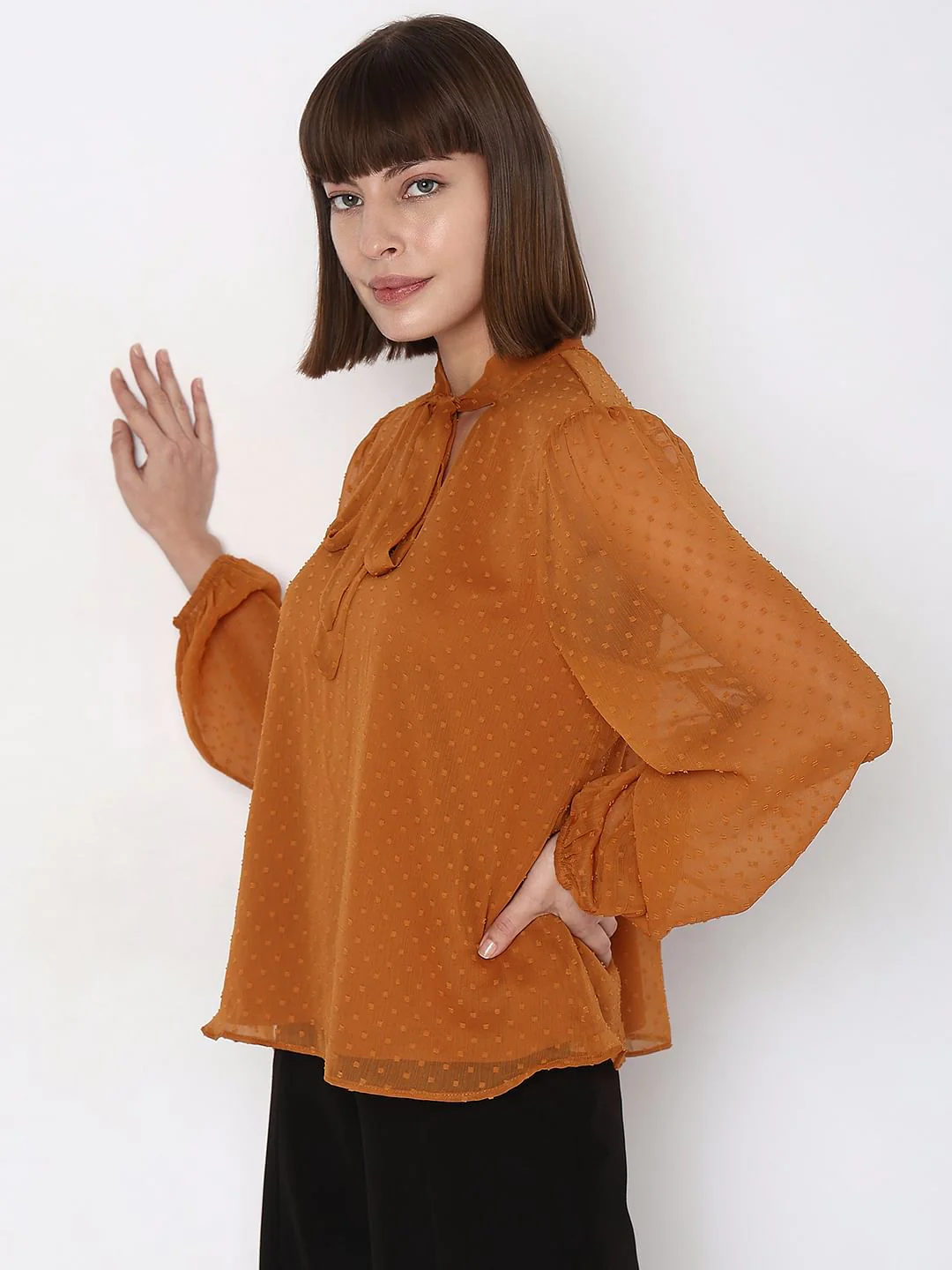 Dark Yellow Dobby Top - Image 3