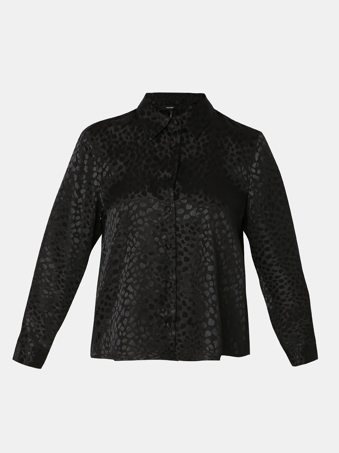 Black Satin Jacquard Shirt - Image 7