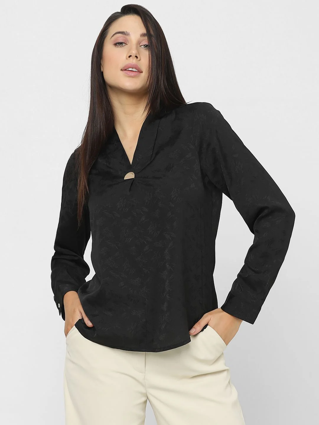Black Jacquard Printed Top - Image 2