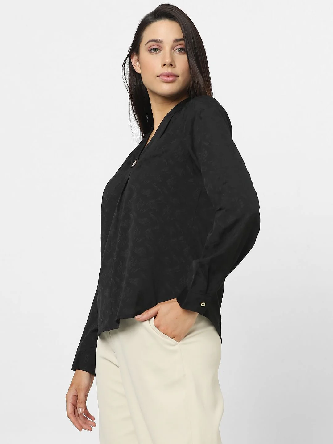 Black Jacquard Printed Top - Image 3