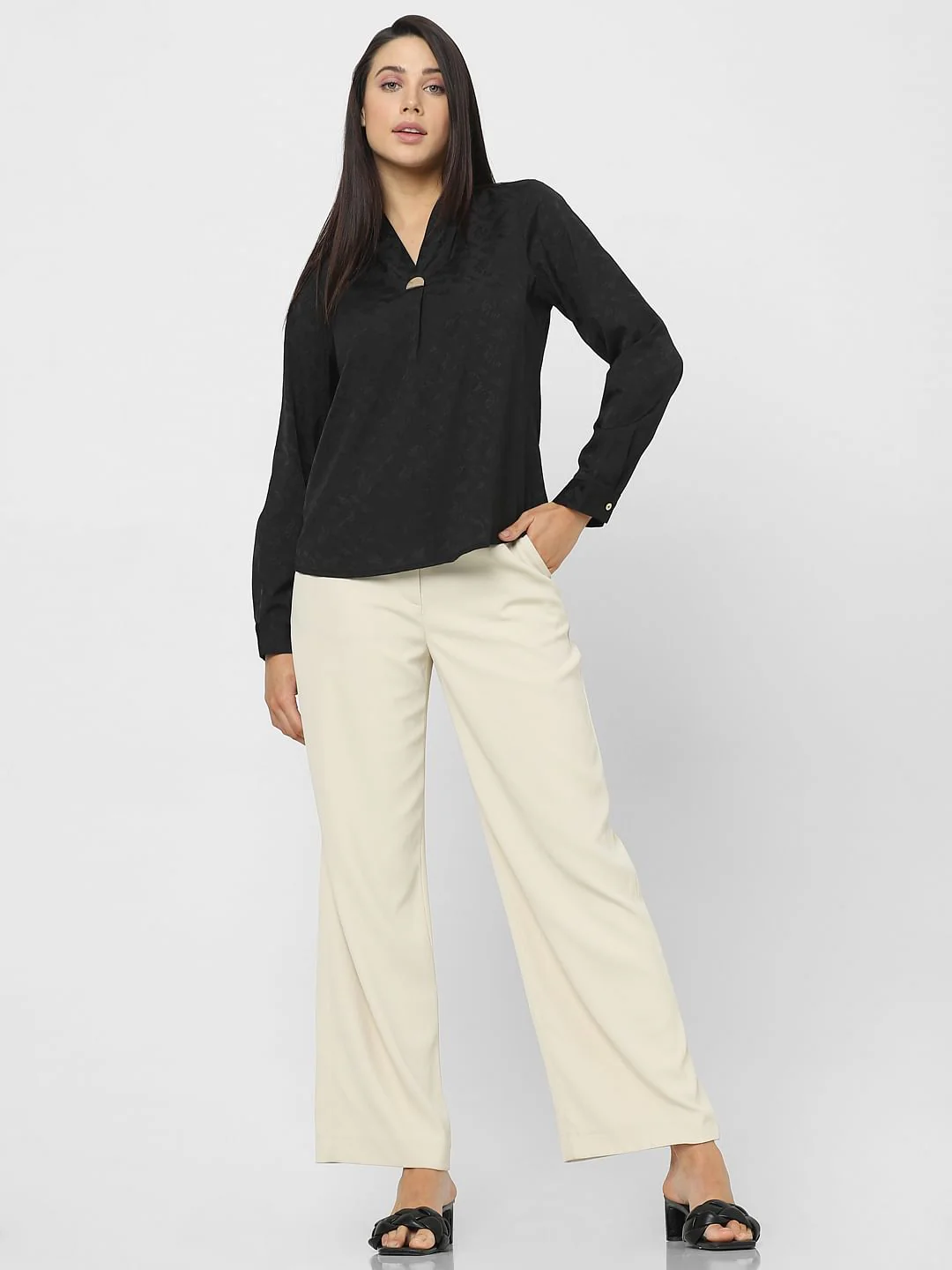 Black Jacquard Printed Top - Image 7