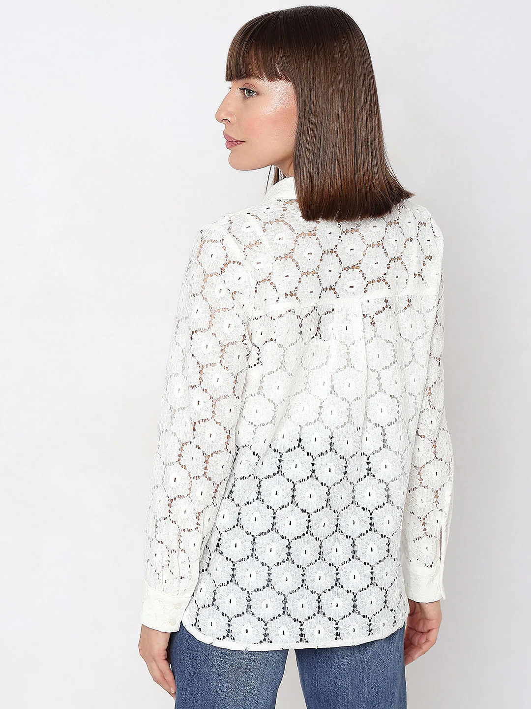 White Floral Lace Shirt - Image 4