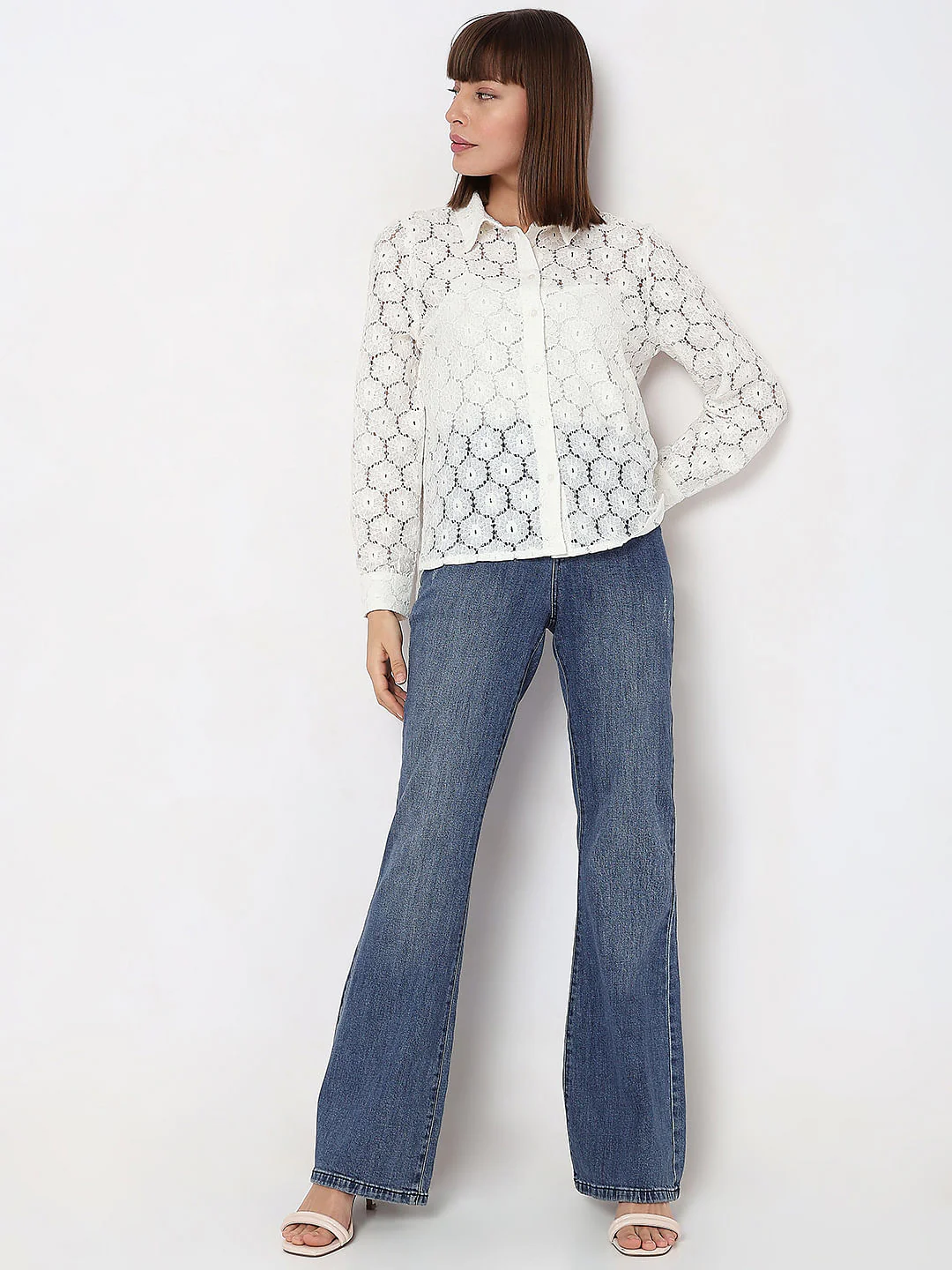 White Floral Lace Shirt - Image 5