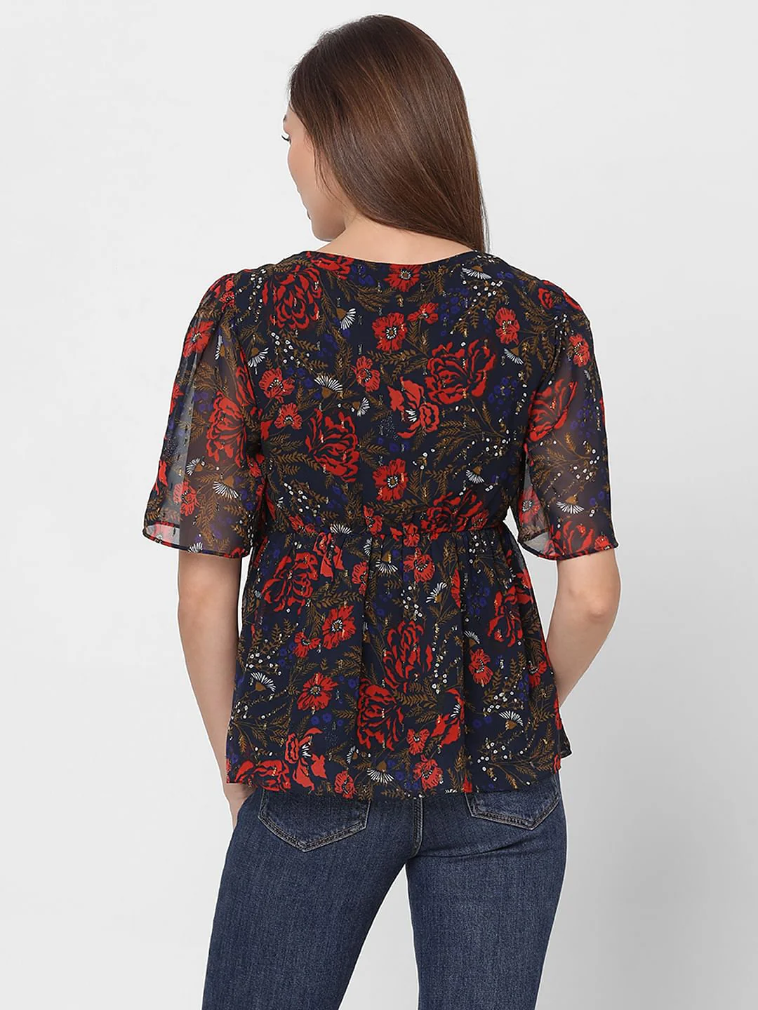 Navy Blue Rose Printed Top - Image 4
