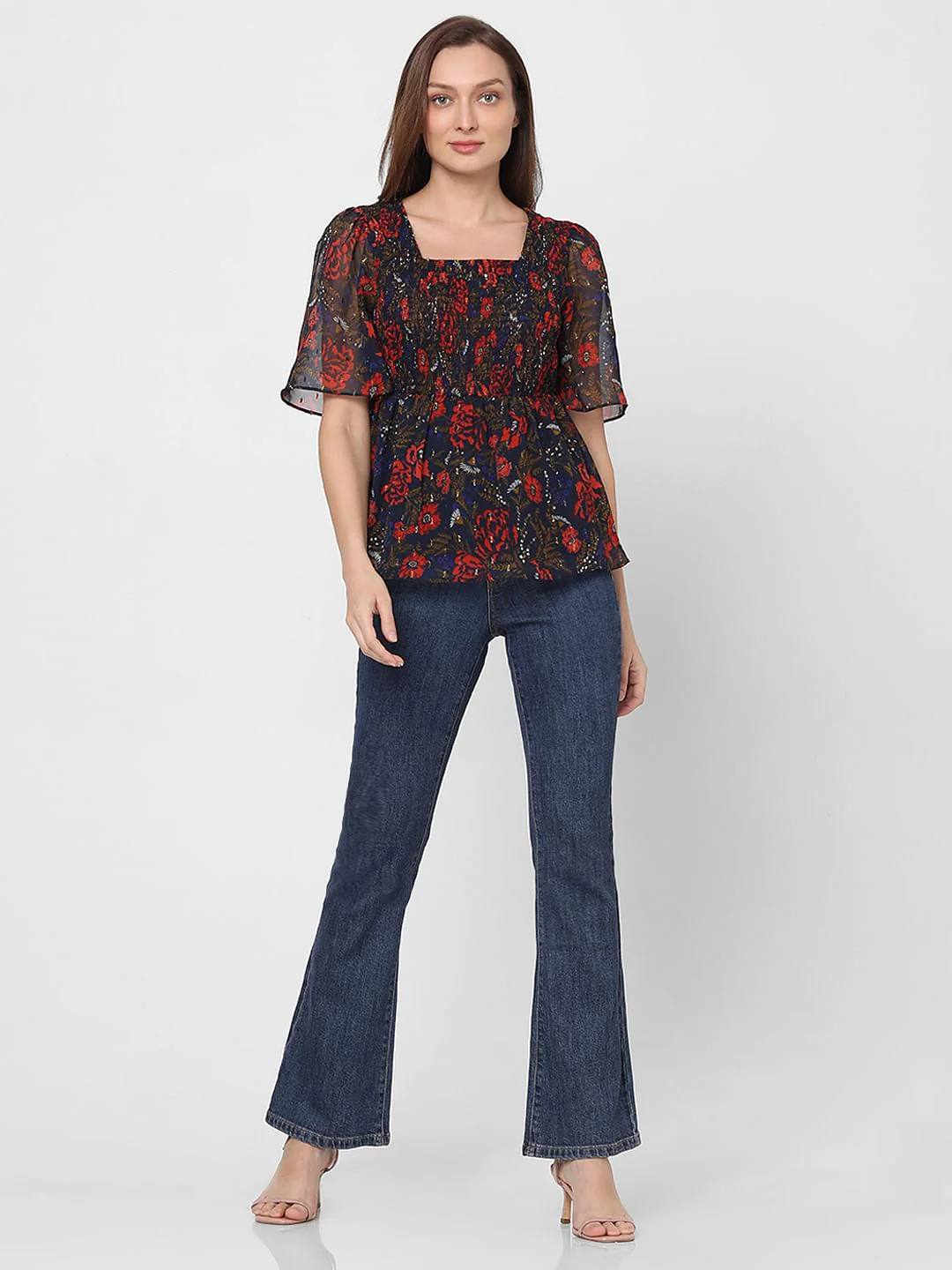 Navy Blue Rose Printed Top - Image 5
