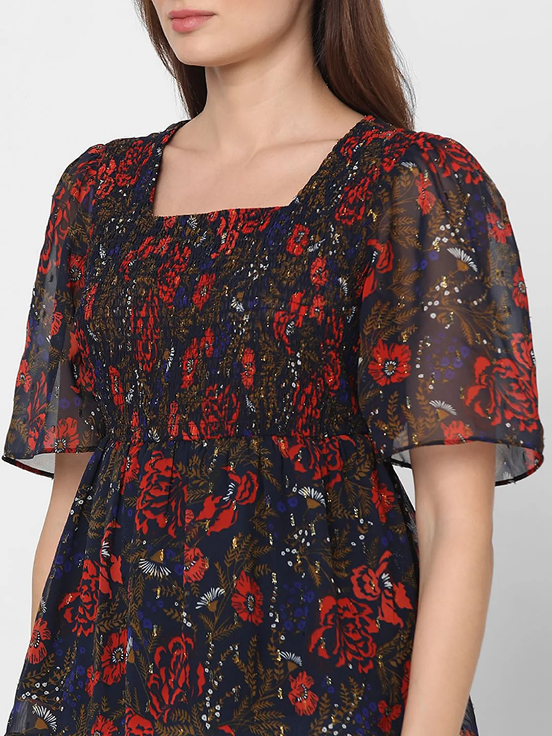 Navy Blue Rose Printed Top - Image 6