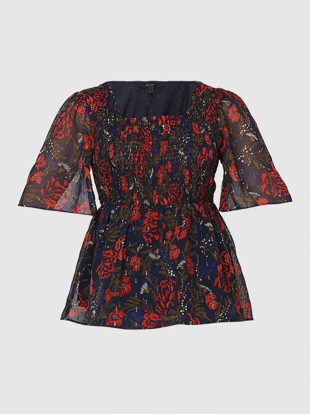 Navy Blue Rose Printed Top - Image 7