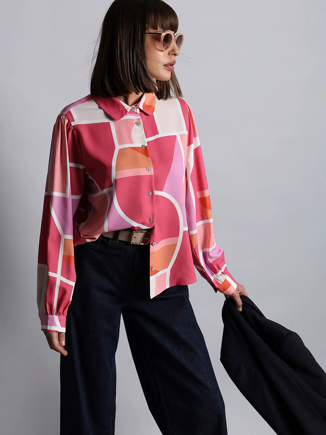 Pink Colourblocked Shirt