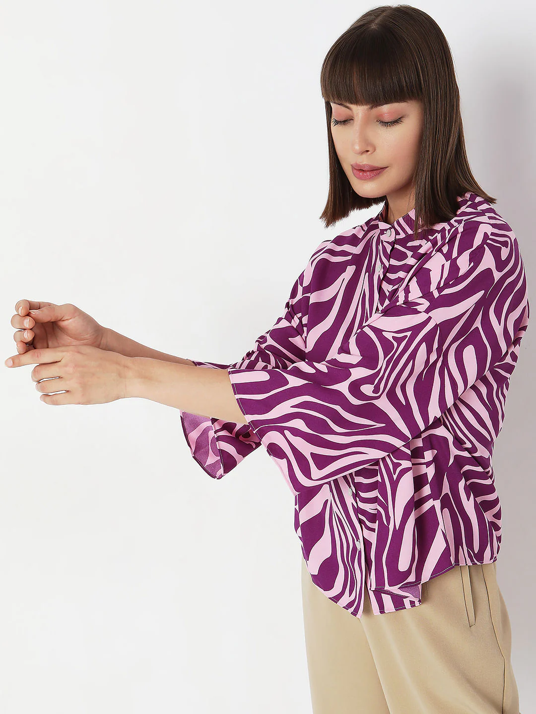 Purple Abstract Print Shirt - Image 3