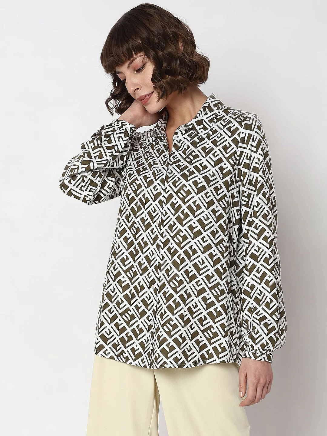 White Abstract Print Top - Image 2