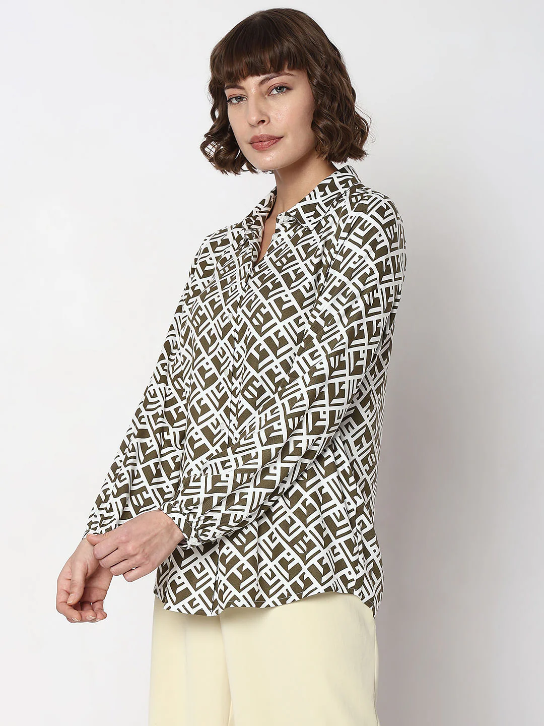 White Abstract Print Top - Image 3