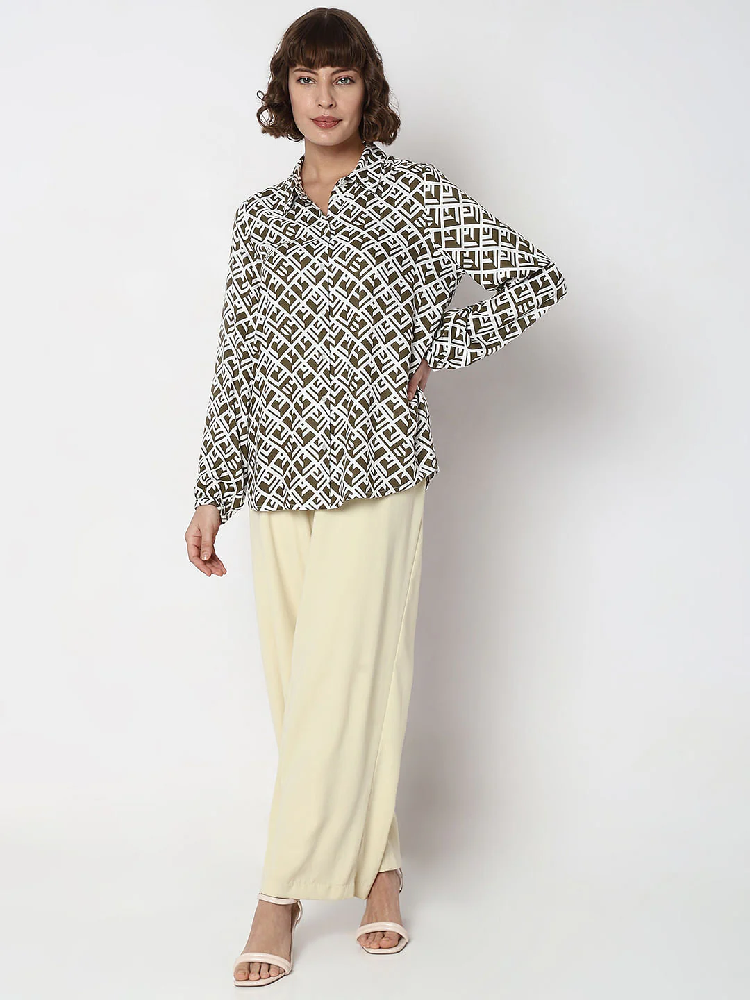 White Abstract Print Top - Image 5