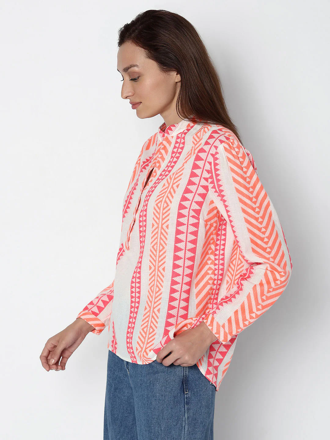 Coral Pink Printed Top - Image 3
