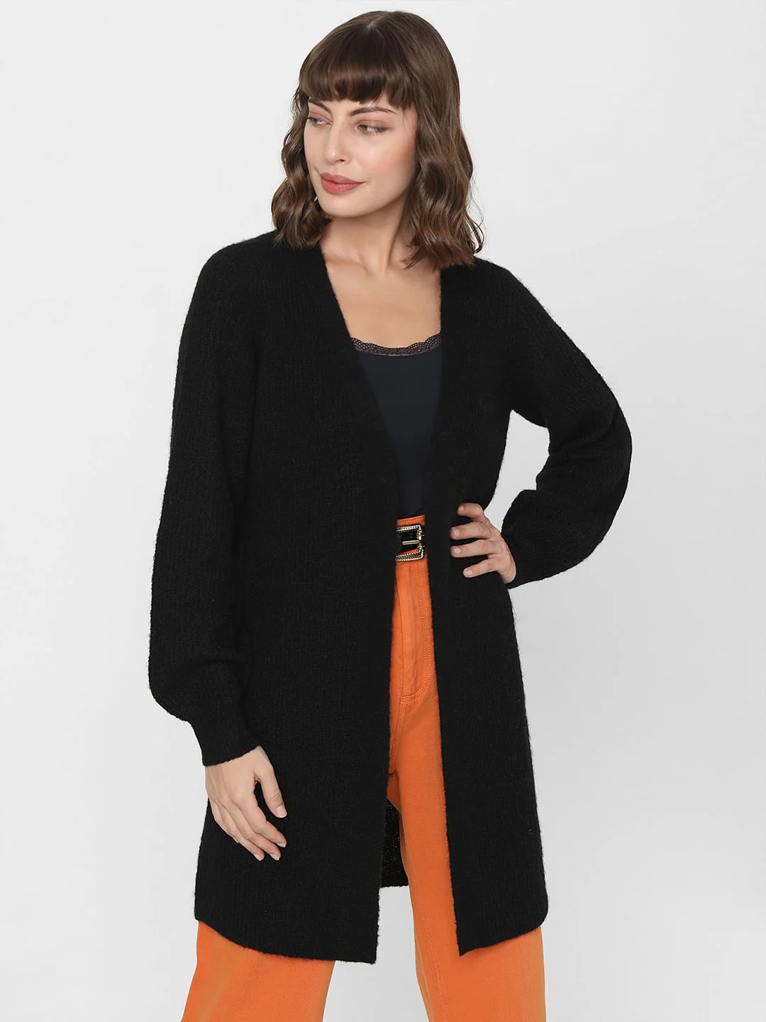 Black Front Open Cardigan - Image 2