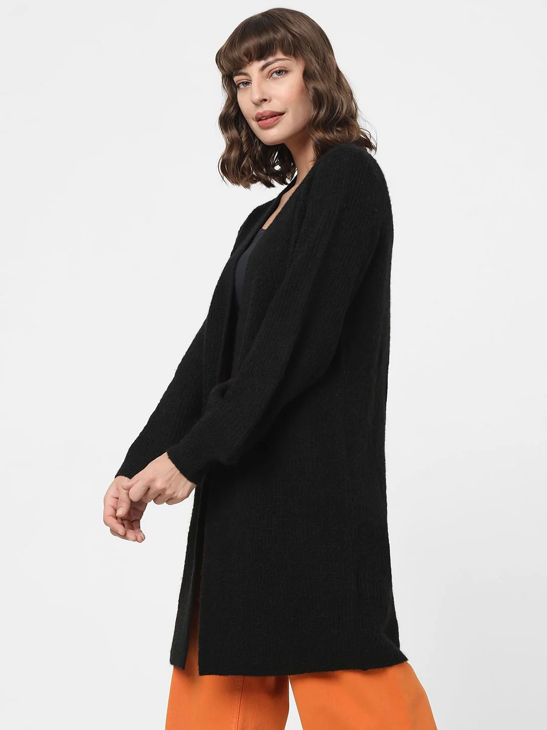 Black Front Open Cardigan - Image 3
