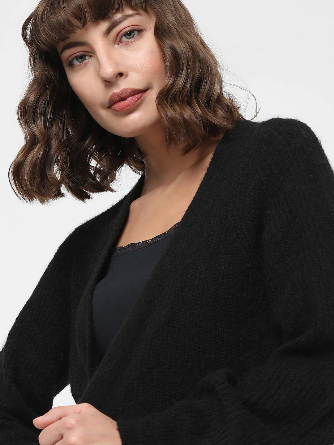 Black Front Open Cardigan - Image 6