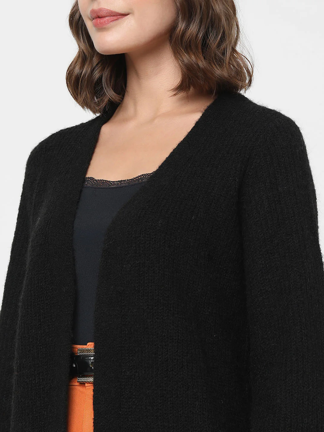 Black Front Open Cardigan - Image 8
