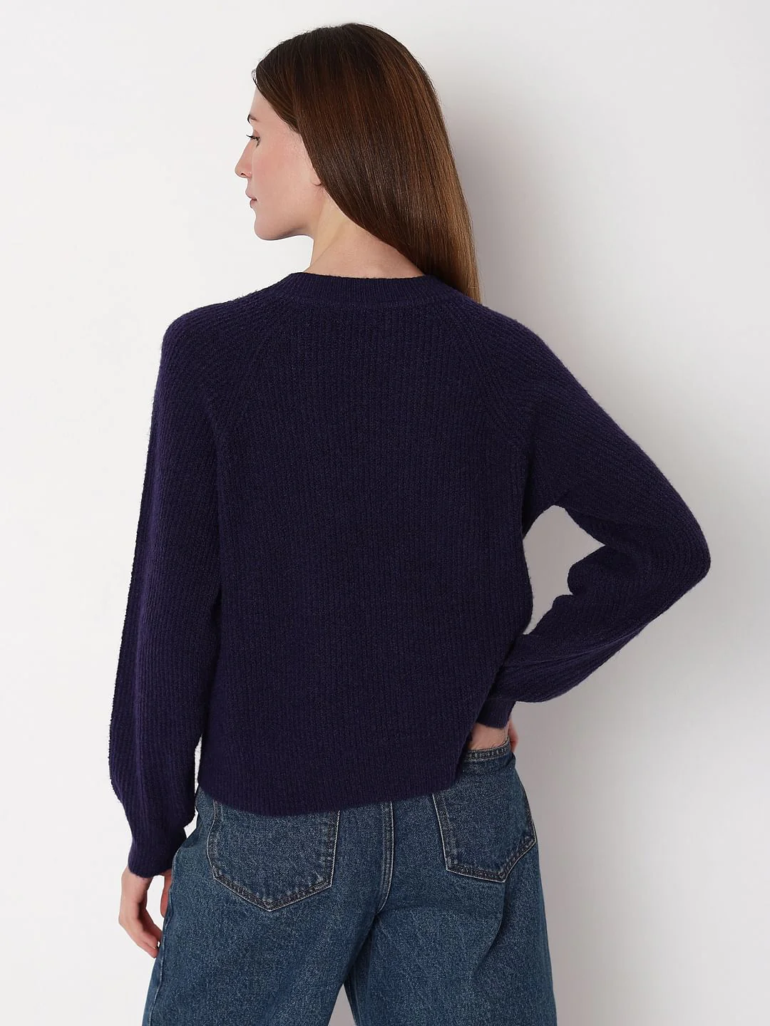 Navy Blue Button Detail Pullover - Image 4