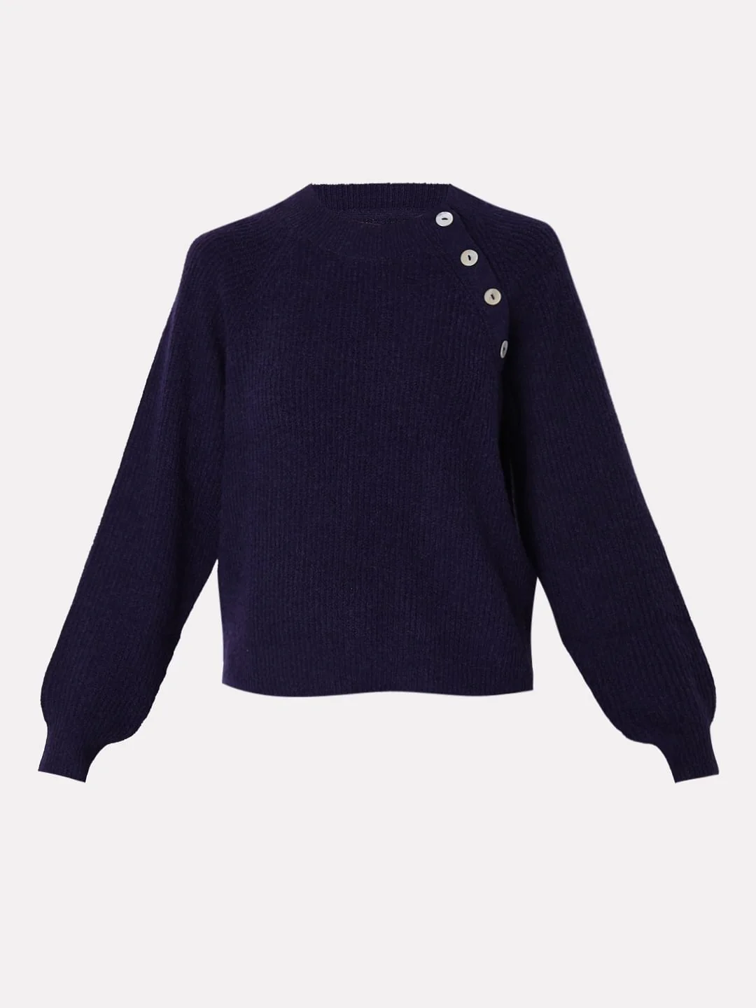 Navy Blue Button Detail Pullover - Image 7