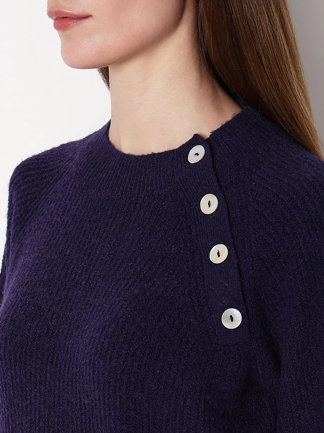 Navy Blue Button Detail Pullover - Image 8