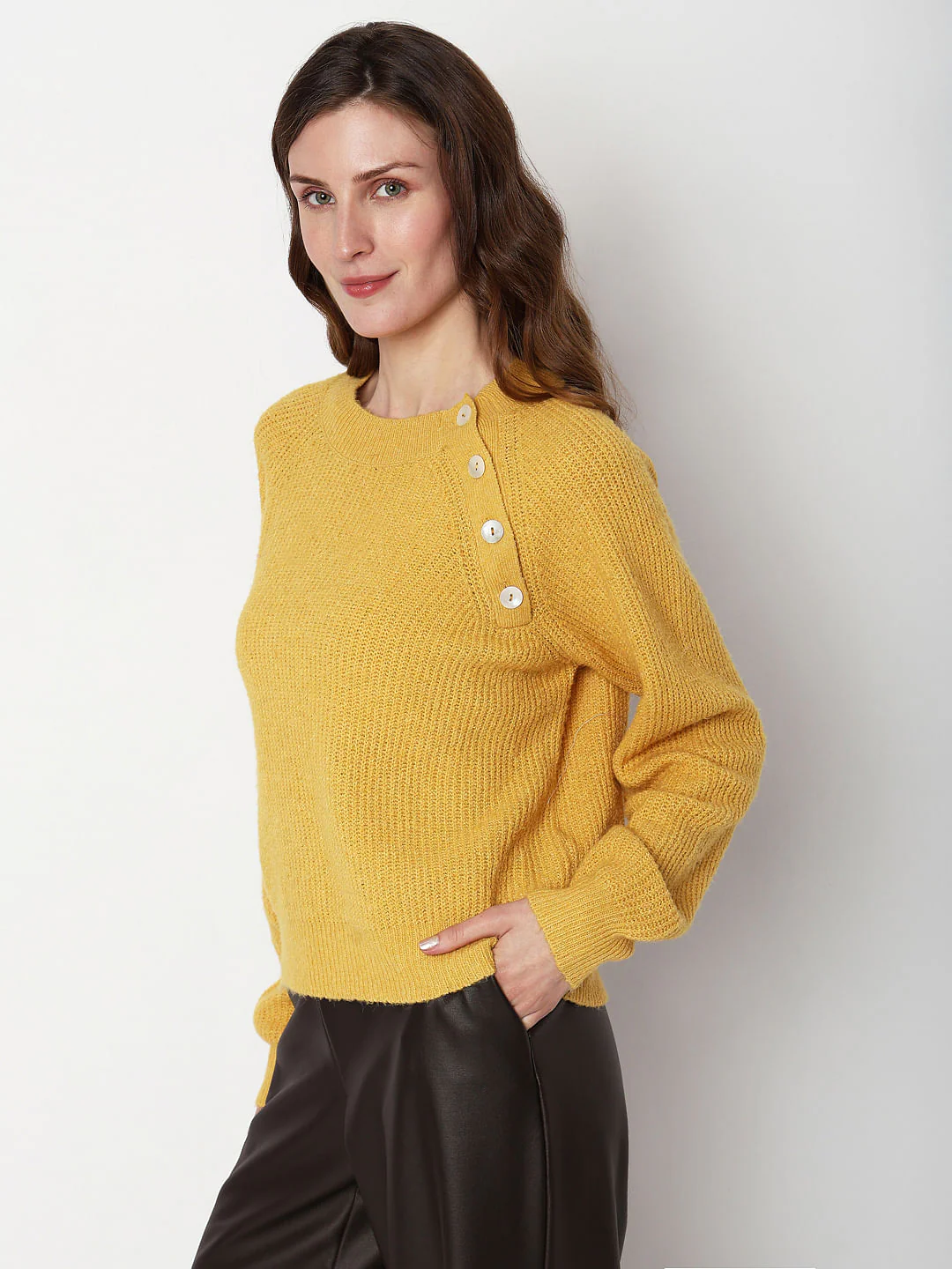 Yellow Button Detail Pullover - Image 3