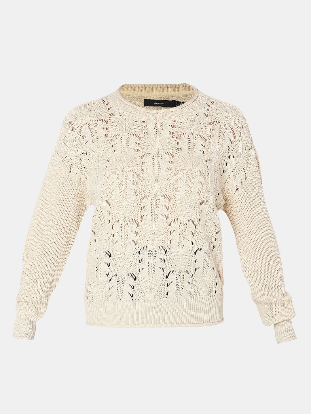 Beige Jacquard Knit Pullover - Image 7