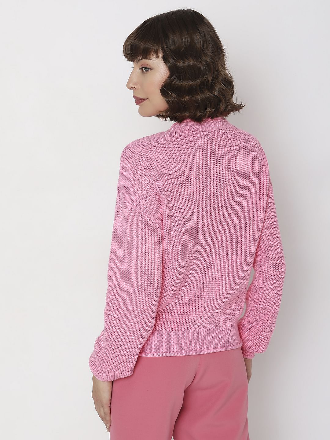 Pink Jacquard Knit Pullover - Image 4