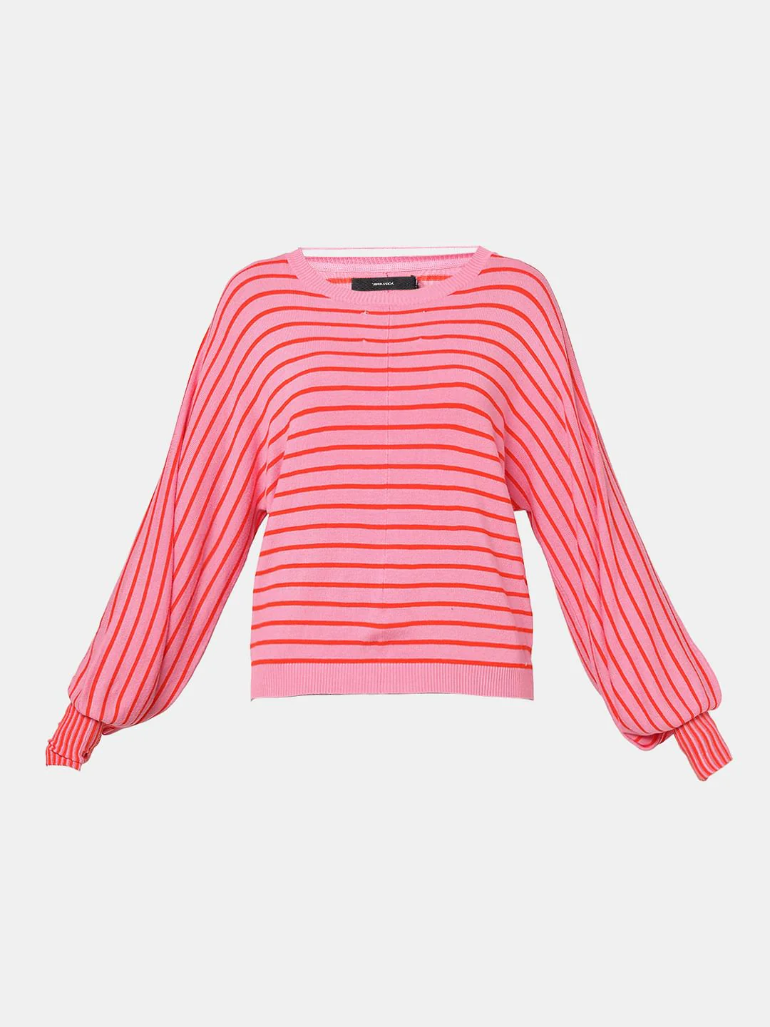 Pink Striped Balloon Sleeves Pullover - Image 7