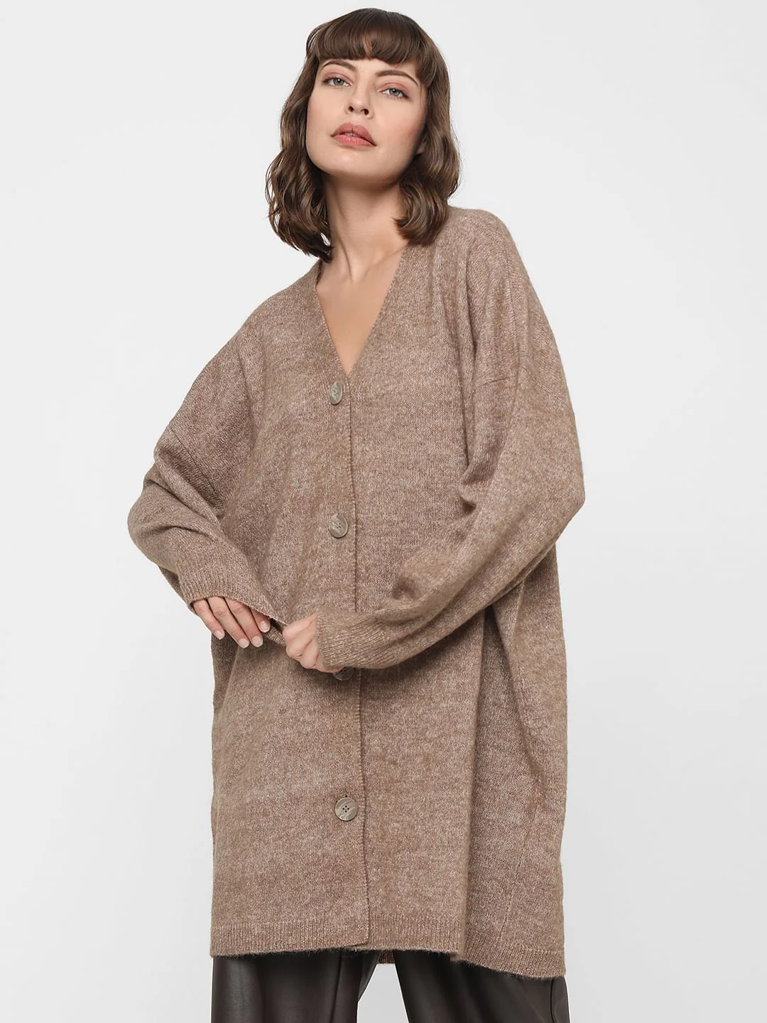 Brown Buttoned Front Cardigan - Image 2