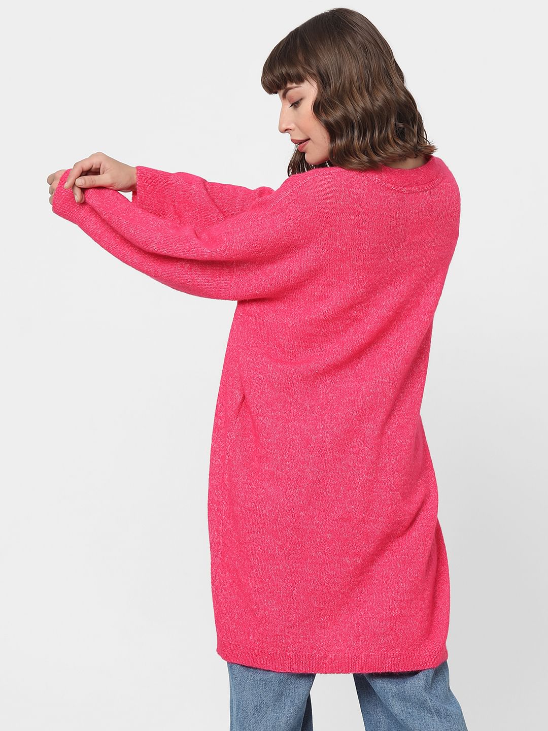 Hot Pink Buttoned Front Cardigan - Image 4