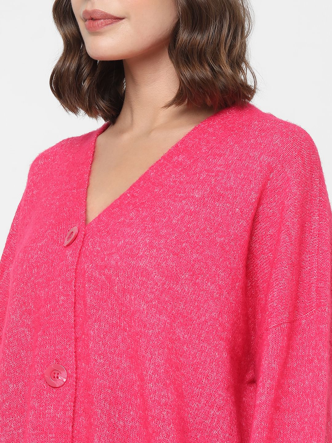 Hot Pink Buttoned Front Cardigan - Image 8