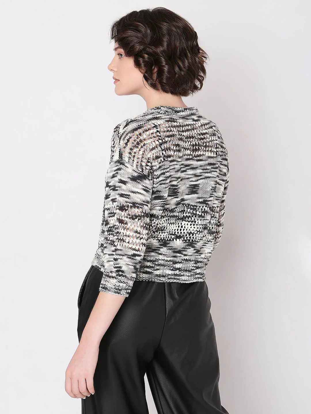 Black Printed Jacquard Knit Pullover - Image 4