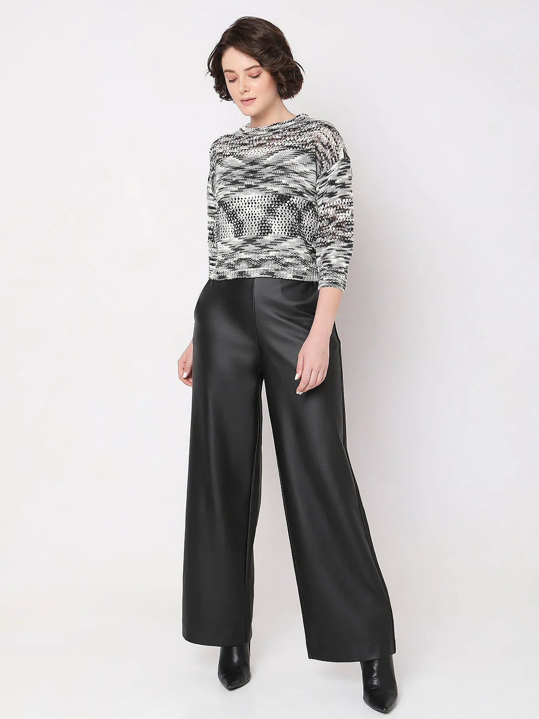 Black Printed Jacquard Knit Pullover - Image 5