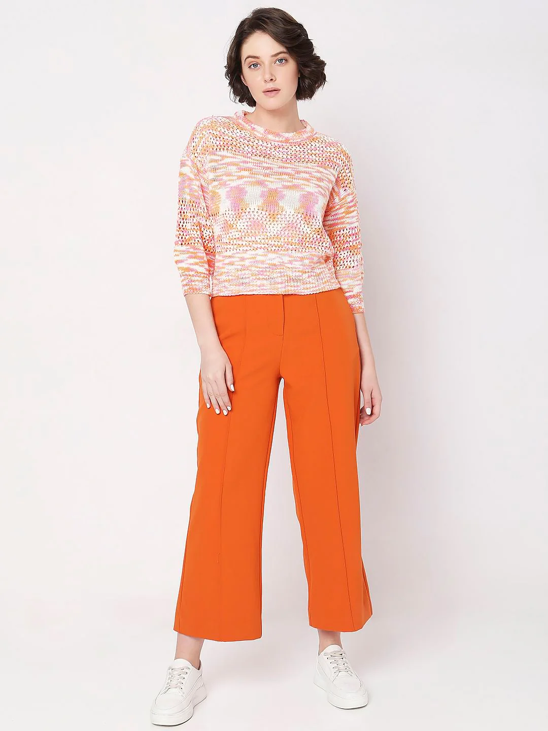 Orange Jacquard Knit Pullover - Image 5