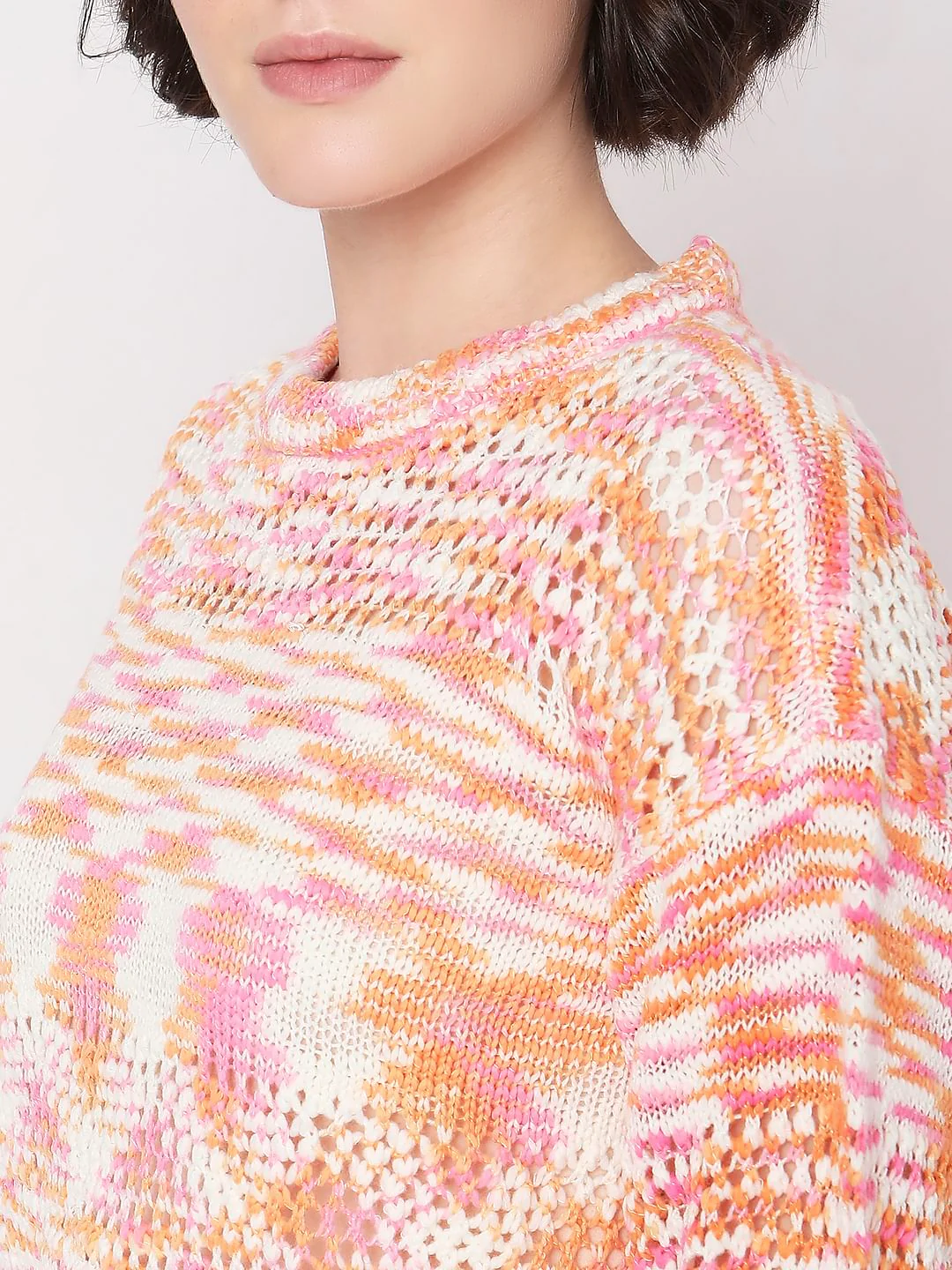 Orange Jacquard Knit Pullover - Image 6