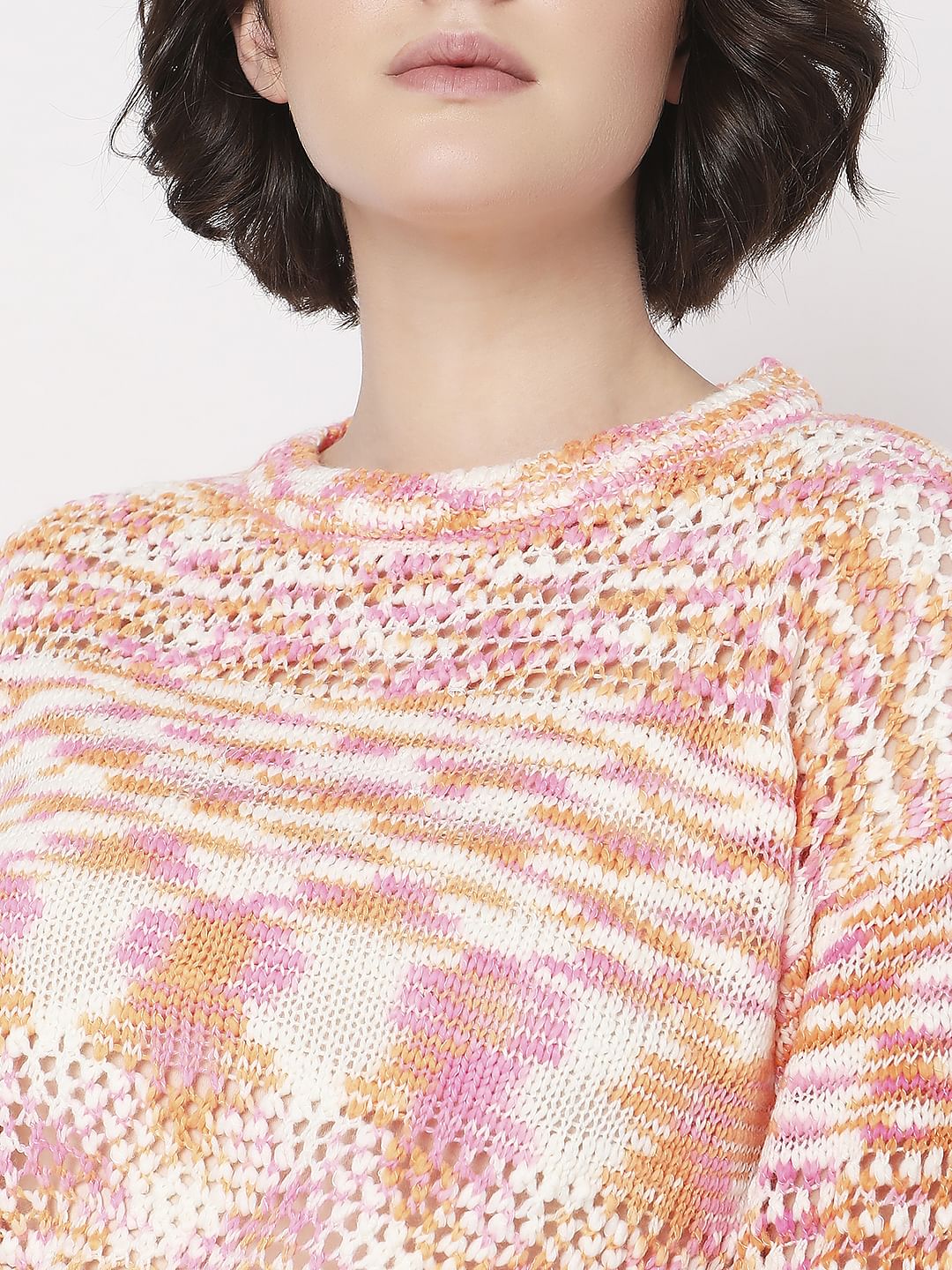 Orange Jacquard Knit Pullover - Image 8