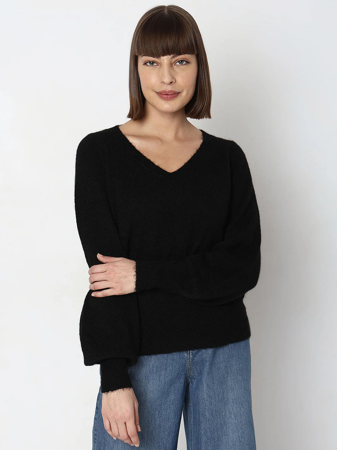 Black V-Neck Pullover - Image 2